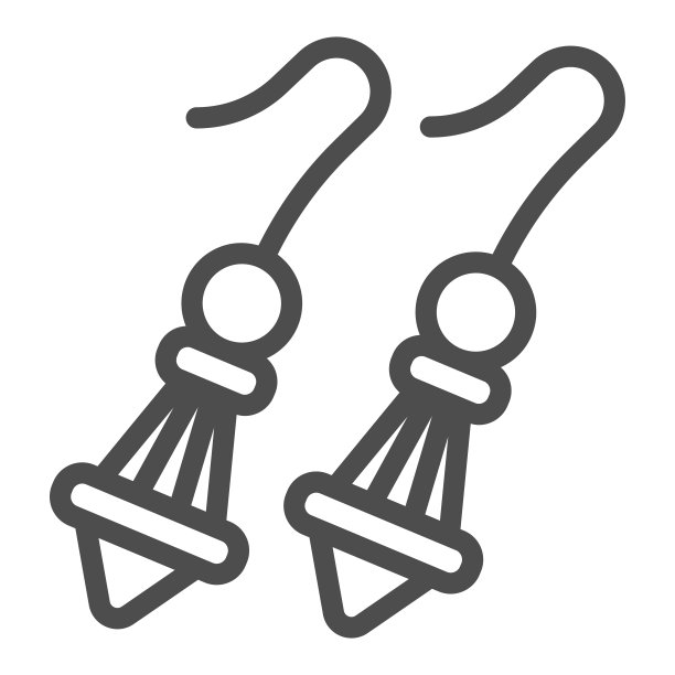 耳环线图标，母亲节的概念，珠宝标志上的白色背景，耳环对图标轮廓风格的移动概念和网页设计。矢量图形。图片下载