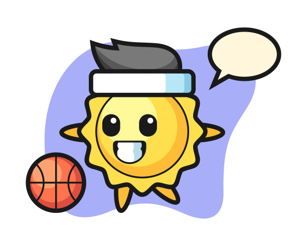 太阳卡通正在打篮球图片下载