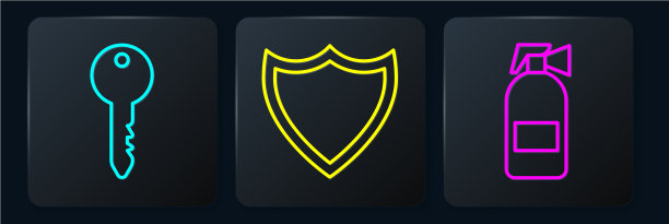 设置线键灭火器和护盾黑色图片下载