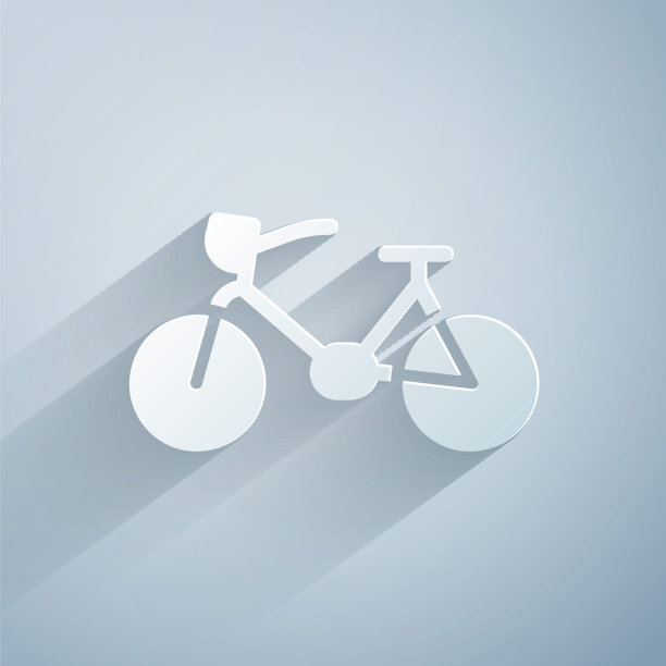 灰色背景上的剪纸风自行车图标矢量图图片下载