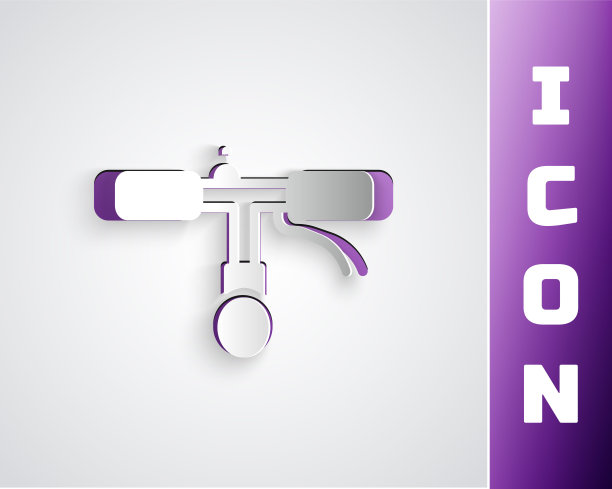 剪纸自行车把手图标孤立在灰色背景。纸艺术风格。向量图片下载