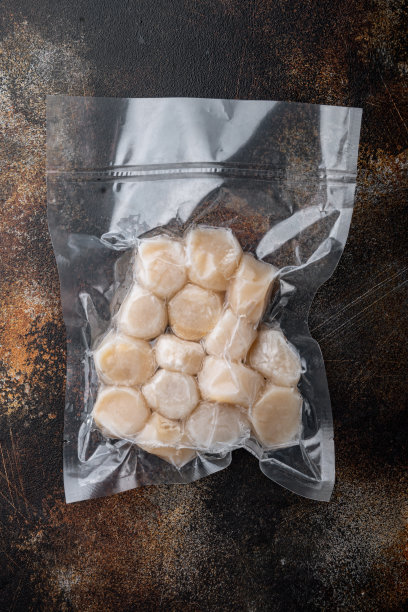 扇贝真空包装，俯视图，在老乡村背景图片下载