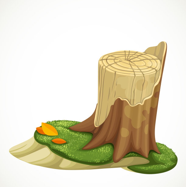 长满青苔的老树桩图片下载