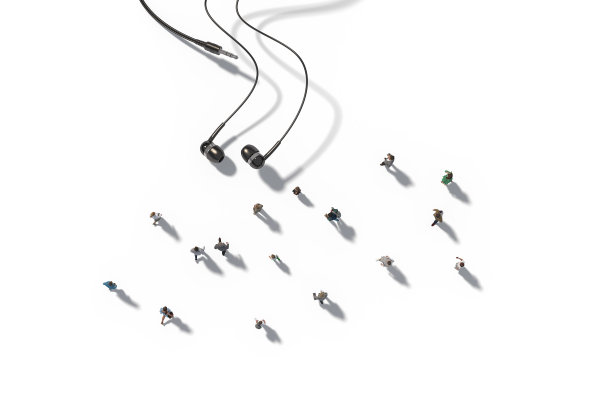 一组建筑小雕像走向一对耳朵耳机，作物变异图片下载