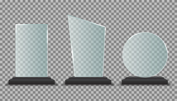 玻璃奖站在透明的背景上图片下载