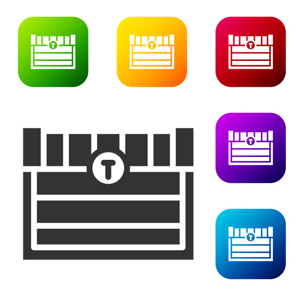 黑色古董宝箱图标孤立上图片下载