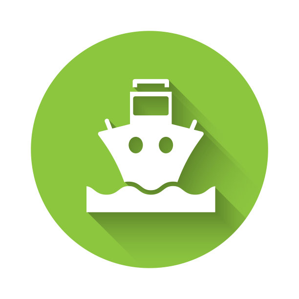 白色货船图标与长影子隔离图片下载