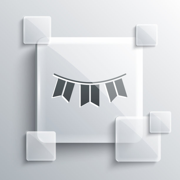 灰色狂欢节花环与旗帜图标孤立图片下载