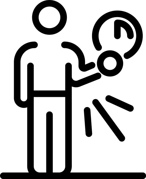 男人持有时钟图标轮廓风格图片下载