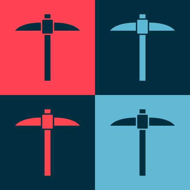 波普艺术鹤嘴锄图标孤立的颜色背景图片下载