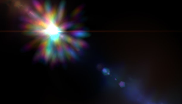 美丽的光线。镜头光晕在黑色背景。很容易添加覆盖或滤镜的照片图片下载