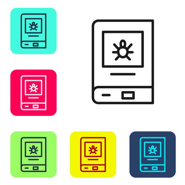 黑线书关于昆虫图标孤立上图片下载