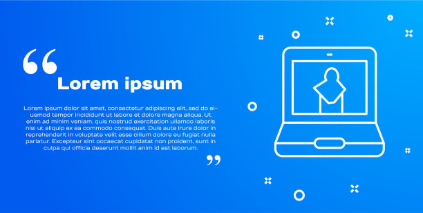 白线在线博物馆图标孤立在蓝色图片下载