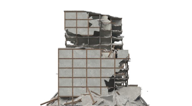 废弃的建筑孤立在白色3d插图图片下载