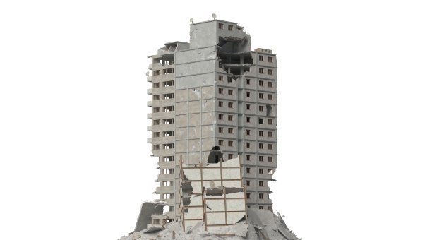 废弃的建筑孤立在白色3d插图图片下载