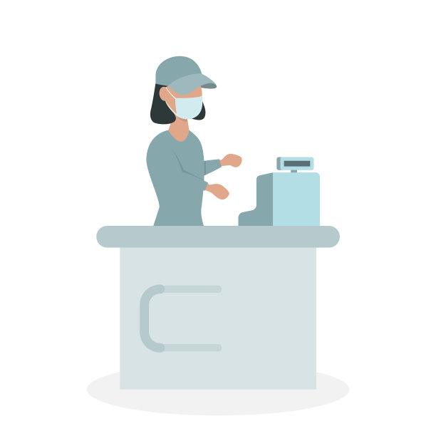 女超市收银员在医疗保护图片下载