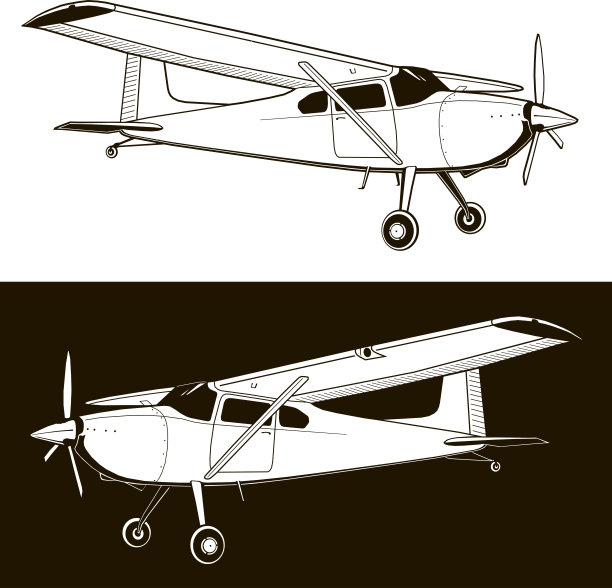 现代轻型飞机的一个引擎向量图片下载