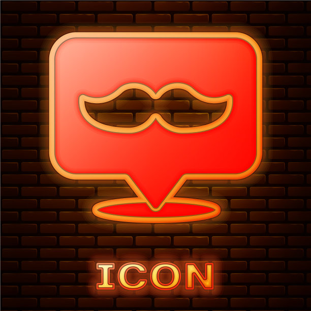 霓虹灯理发店图标孤立在砖块上图片下载