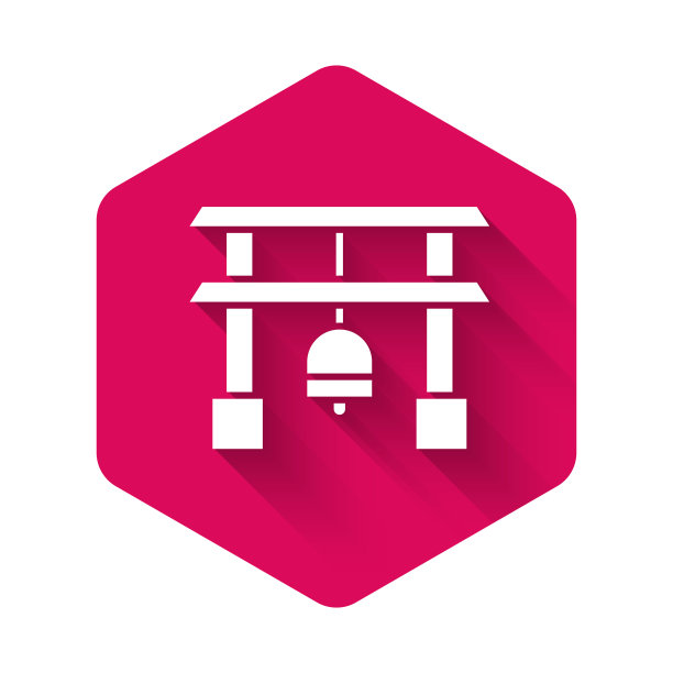 白色日本门图标孤立与长影子图片下载