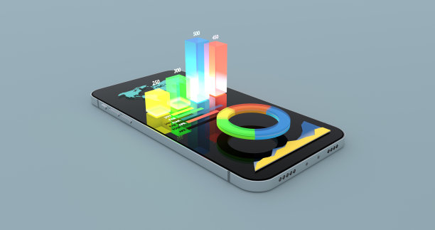 仪表盘图表，智能手机上的商业数据- 3d渲染图片下载