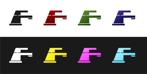 设置水龙头图标隔离在黑色和白色图片下载