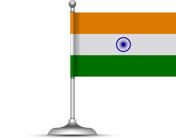 白色背景上的印度国旗图片下载