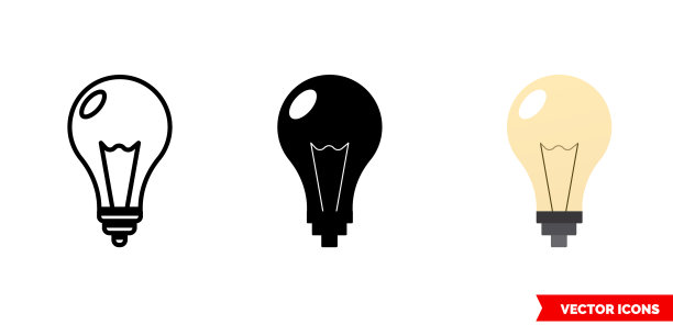 灯或意念图标3种类型孤立标志图片下载