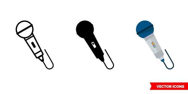 麦克风图标3种类型隔离标志图片下载