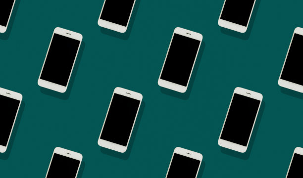 现代概念，无缝模式与智能手机在潮汐绿色背景图片下载