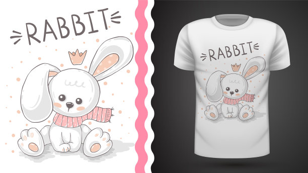 泰迪兔——印花t恤的创意图片下载