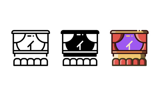 以舞台和观众为代表的剧场图标图片下载