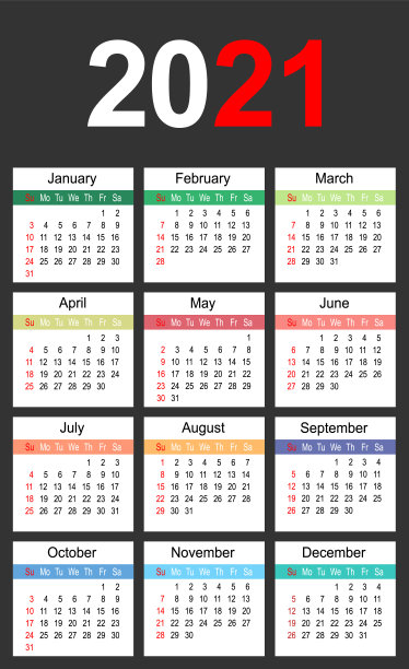 2021年日历简单和干净的计划模板图片下载