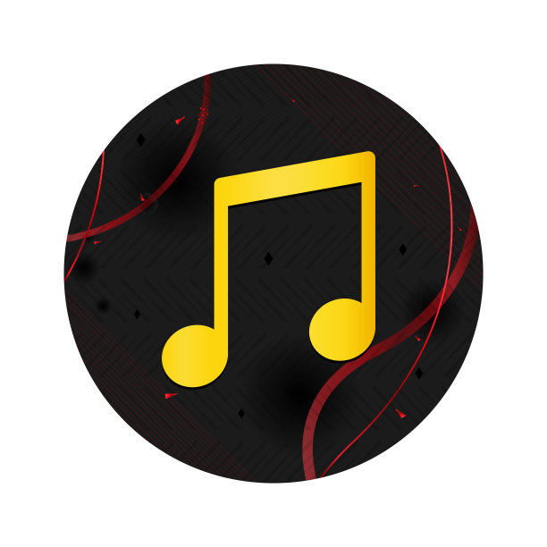 音乐笔记图标优雅黑色圆形按钮图片下载