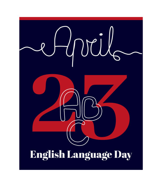 日历页，矢量插图上的英语语言日的主题。4月23日。图片下载