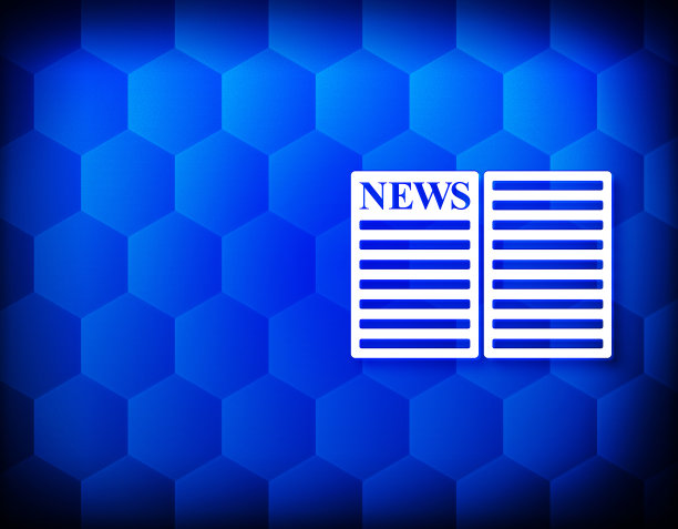 报纸图标六边形创意抽象蓝色背景无缝六边形插画设计图片下载