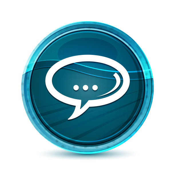 聊天图标优雅的玻璃蓝色圆形按钮矢量设计插图图片下载