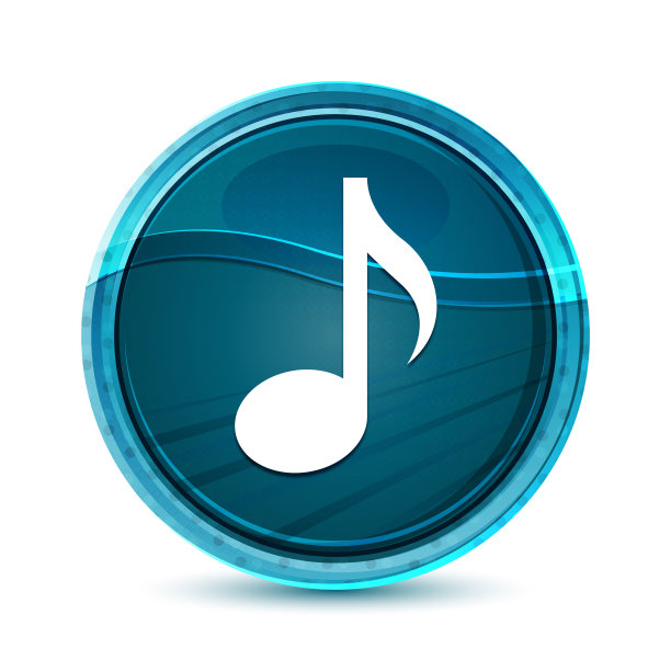 音乐图标优雅的玻璃蓝色圆形按钮矢量设计插图图片下载