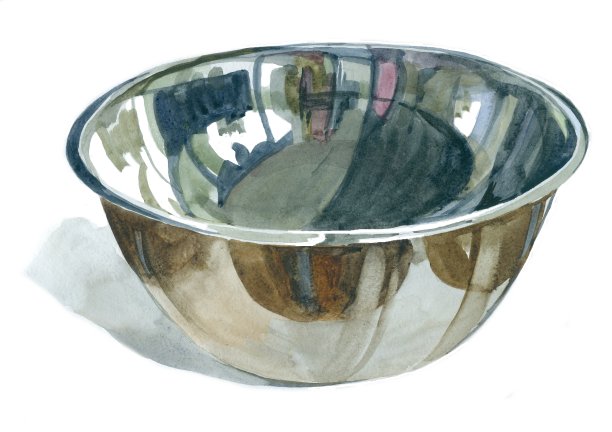 水彩碗孤立的白色插图。图片下载