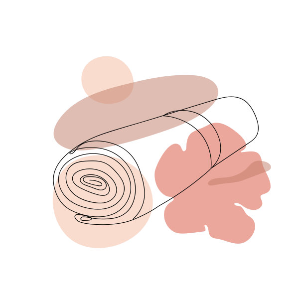 抽象的形象在一个线性风格的毛巾和芙蓉花。图片下载