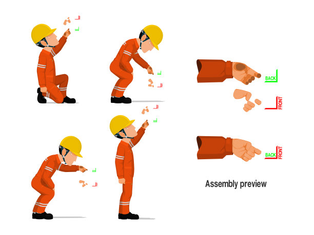 一组产业工人，空手拿着一些设备。图片下载