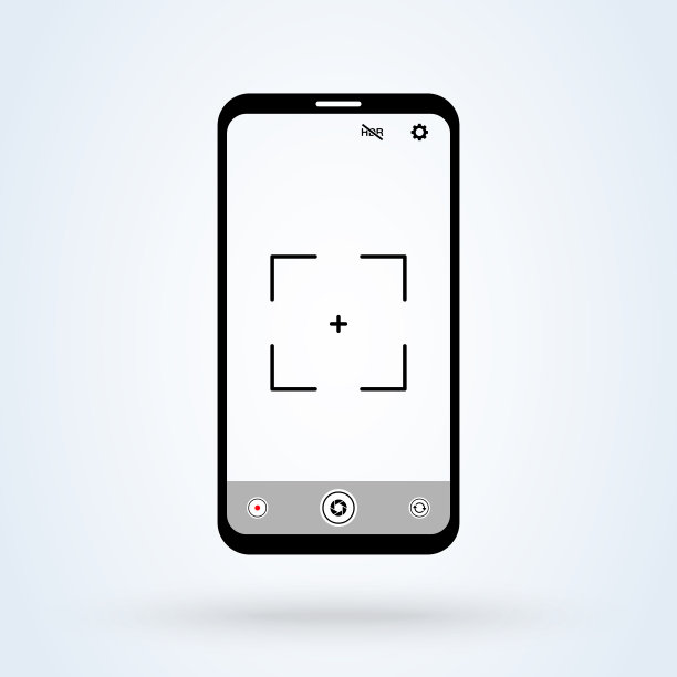 手机摄像头app屏幕模板。手机与相机界面矢量插图图片下载