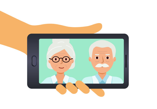 手机里有年迈父母的照片。图片下载