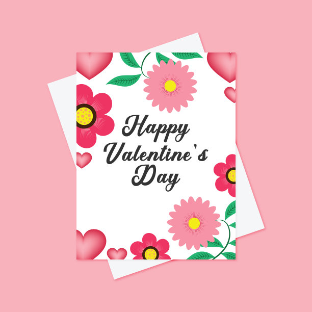 情人节贺卡设计与花的框架图片下载