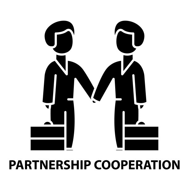 合作伙伴图标，黑色矢量符号与可编辑的笔画，概念插图图片下载