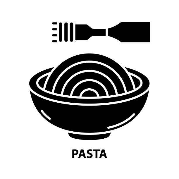 意面图标，黑色矢量符号与可编辑的笔触，概念插图图片下载