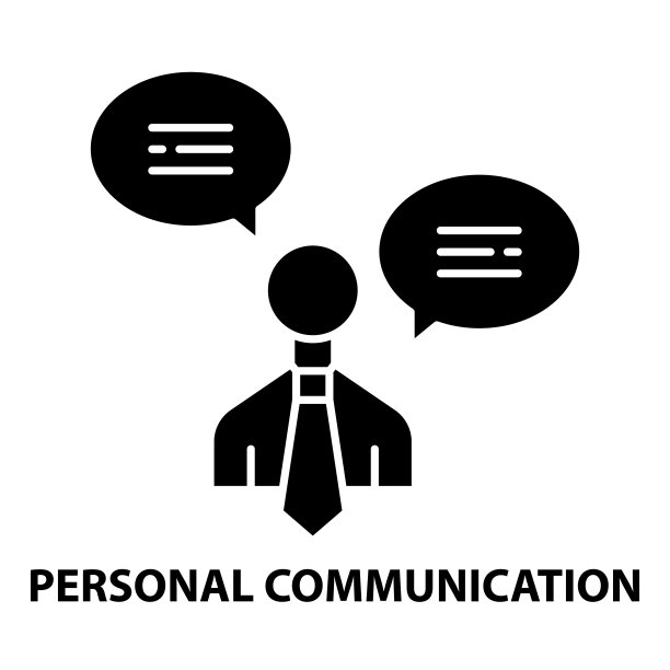 个人沟通图标，黑色矢量符号与可编辑的笔触，概念插图图片下载
