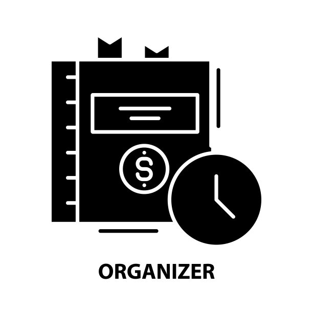 组织者图标，黑色矢量符号可编辑笔画，概念说明图片下载