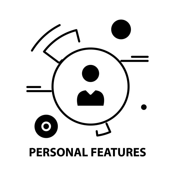 个人功能图标，黑色矢量符号与可编辑的笔触，概念插图图片下载