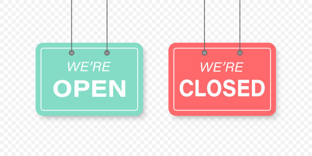 我们开放的迹象。我们关闭的迹象。标识模板我们是开放和关闭的透明背景。矢量图图片下载