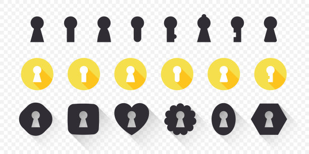 锁眼图标集。图标的概念。时髦的设计。锁的图标。钥匙孔矢量图标孤立在白色背景上。矢量图图片下载